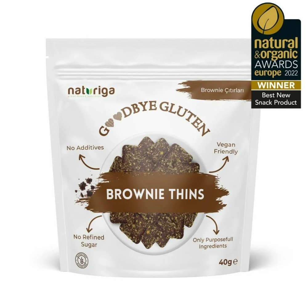 Naturiga brownie çıtırları 40 gr paket, glutensiz vegan sağlıklı brownie atıştırmalığı