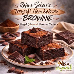 Rafine Şekersiz Tereyağlı Ham Kakaolu Brownie