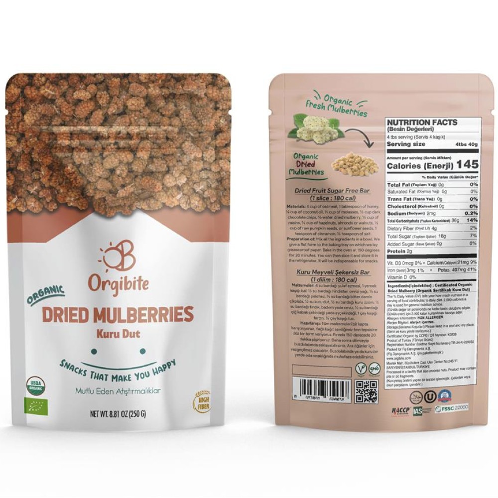 Orgibite Organik Kuru Dut 250 Gr
