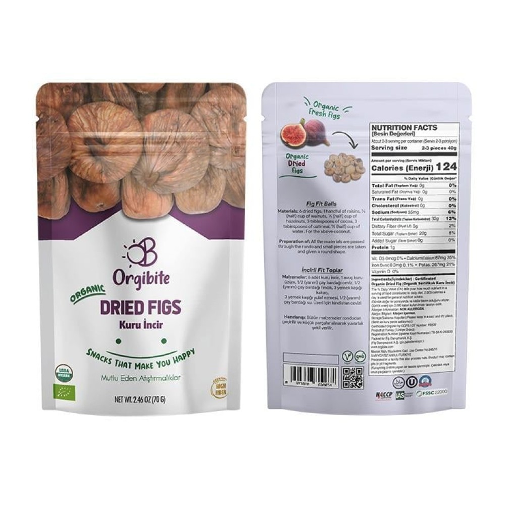 Orgibite Organik Kuru İncir 70 Gr