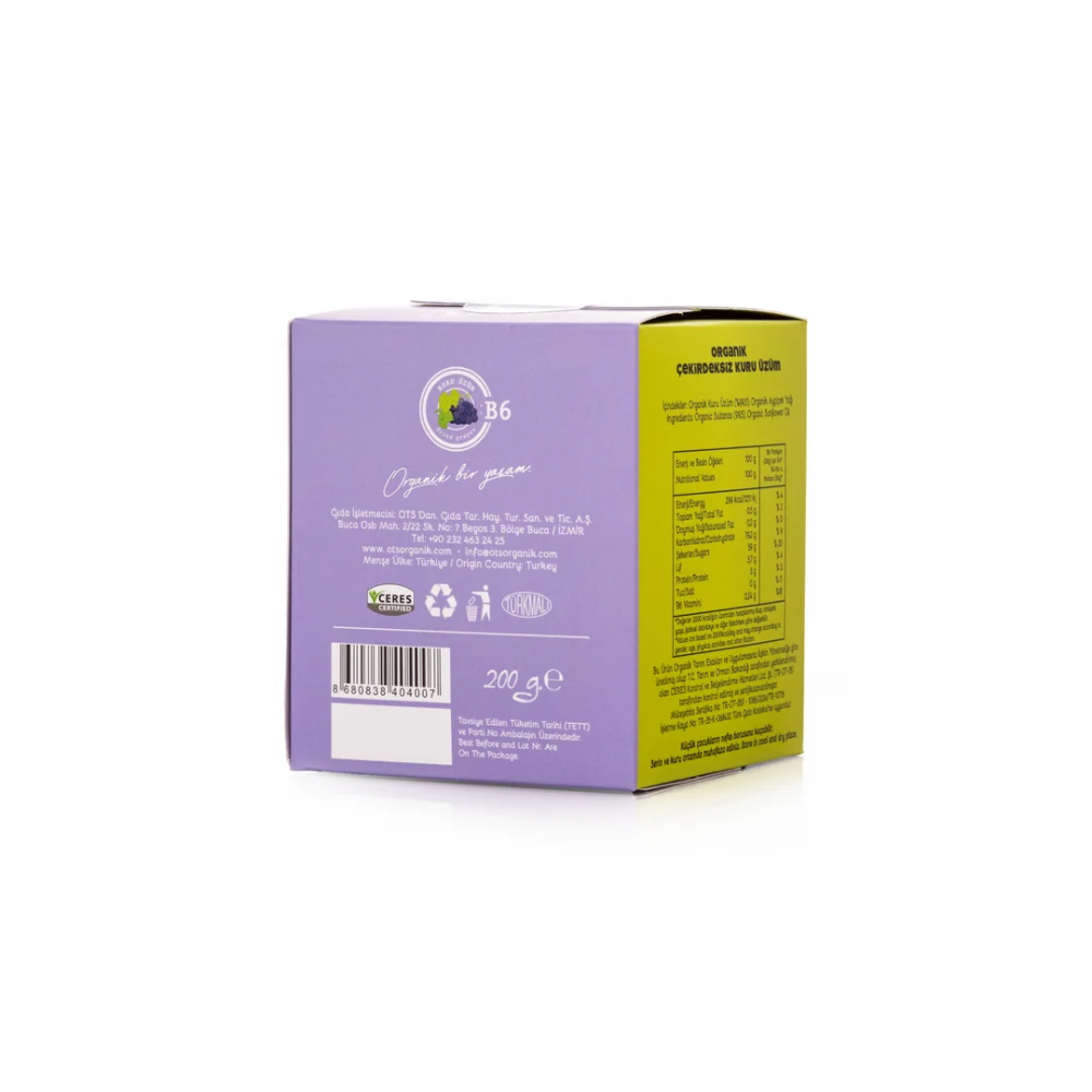 Ots Organik Kuru Üzüm Çekirdeksiz 200 Gr