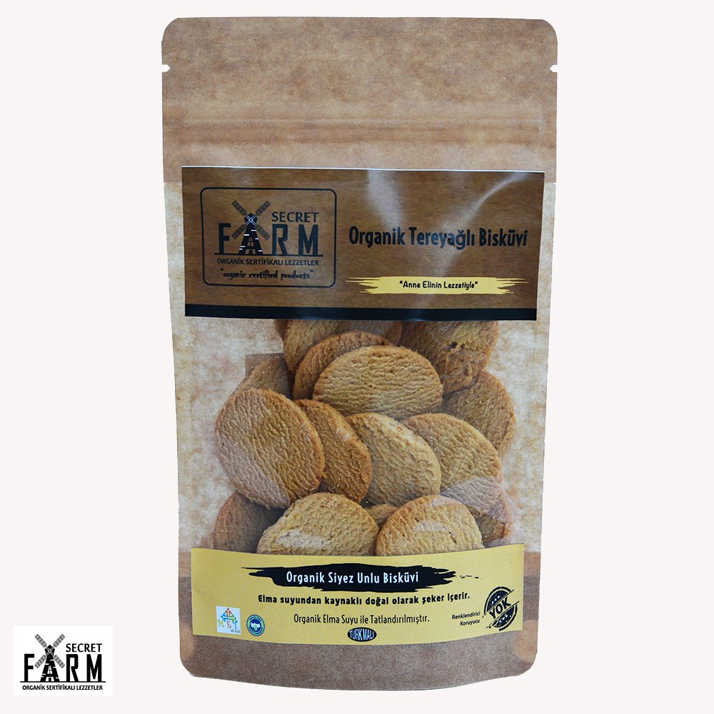Secret Farm Organik Tereyağlı Siyez Unlu Bisküvi 100gr