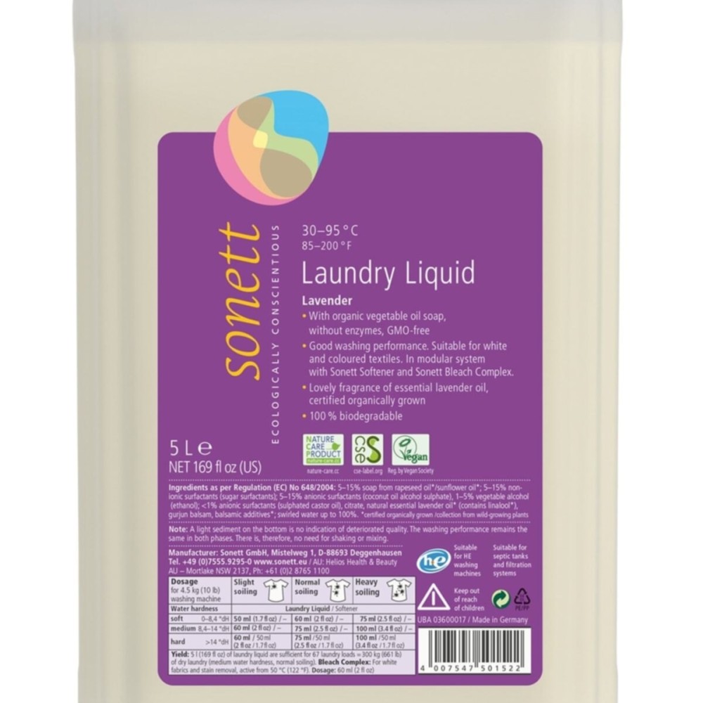 Sonett Organik Çamaşır Yıkama Sıvısı - Lavanta - 5 L