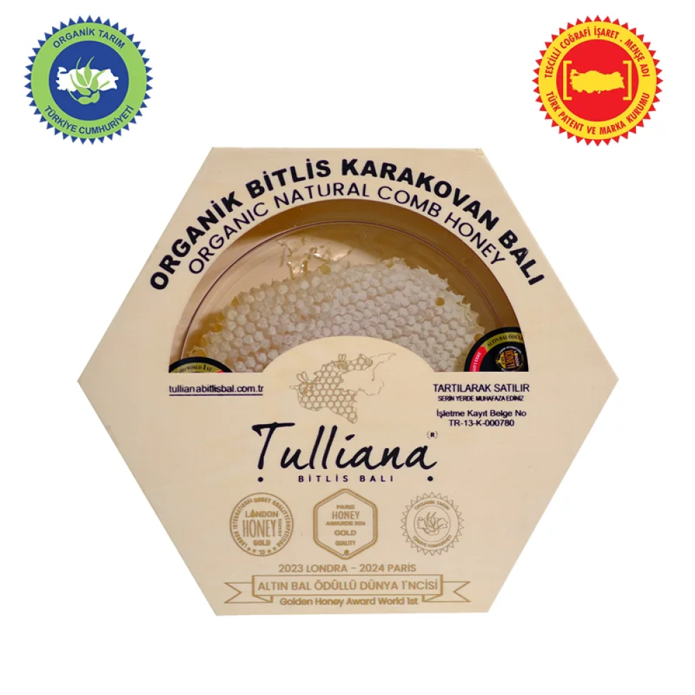 Tulliana Organik Polifloralı Karakovan Petek Balı1200 gr