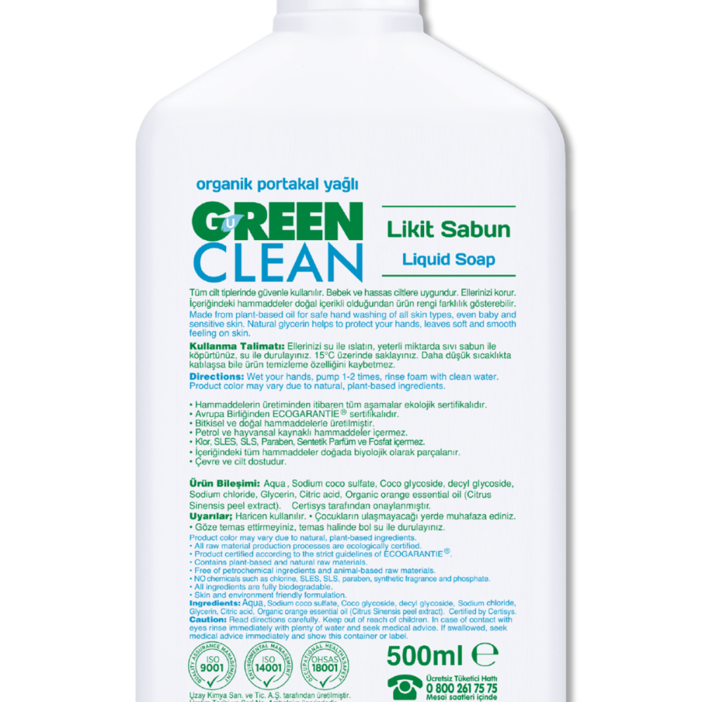 U Green Clean Bitkisel Likit Sabun - 500 ml