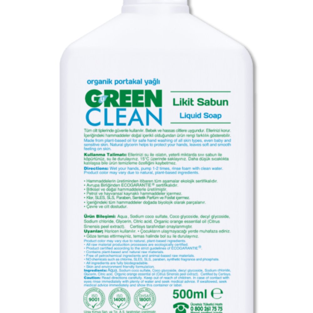 U Green Clean Sensitive Bitkisel Likit Sabun - 500 ml