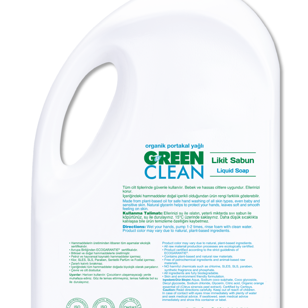 U Green Clean Bitkisel Likit Sabun - 2750 ml