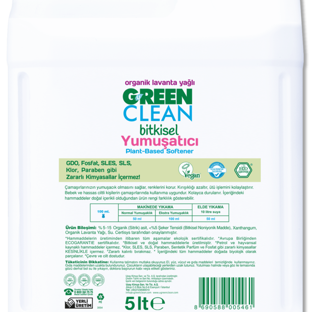 U Green Clean Bitkisel Yumuşatıcı - 5 lt