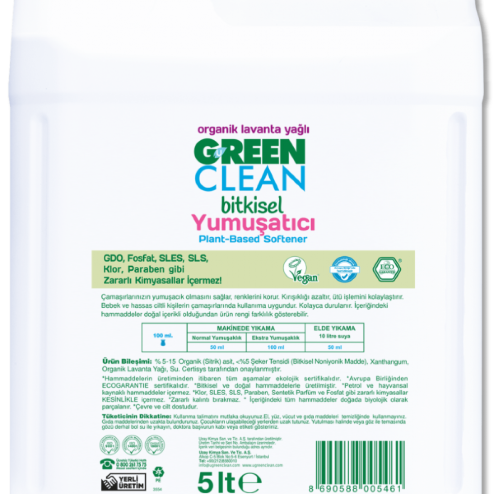 U Green Clean Bitkisel Yumuşatıcı - 5 lt
