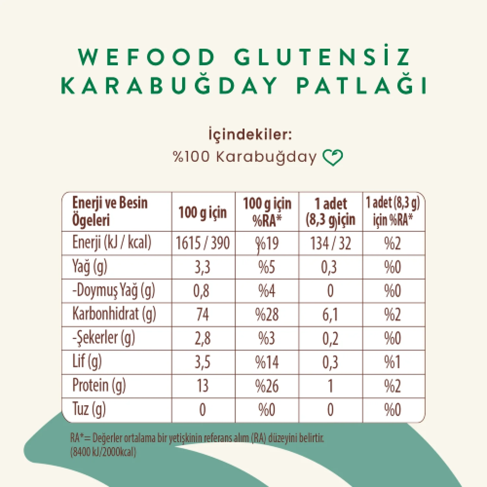 Wefood Karabuğday Patlağı 100 gr