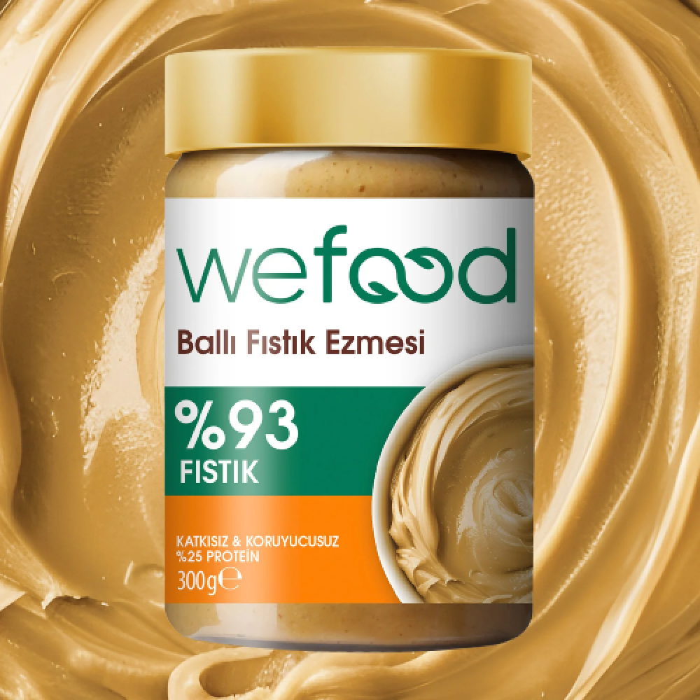 Wefood Şekersiz Ham Ballı Fıstık Ezmesi 300 gr (Fıstık Parçacıklı)