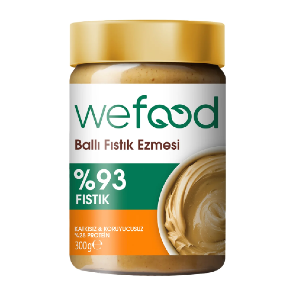 Wefood Şekersiz Ham Ballı Fıstık Ezmesi 300 gr (Fıstık Parçacıklı)