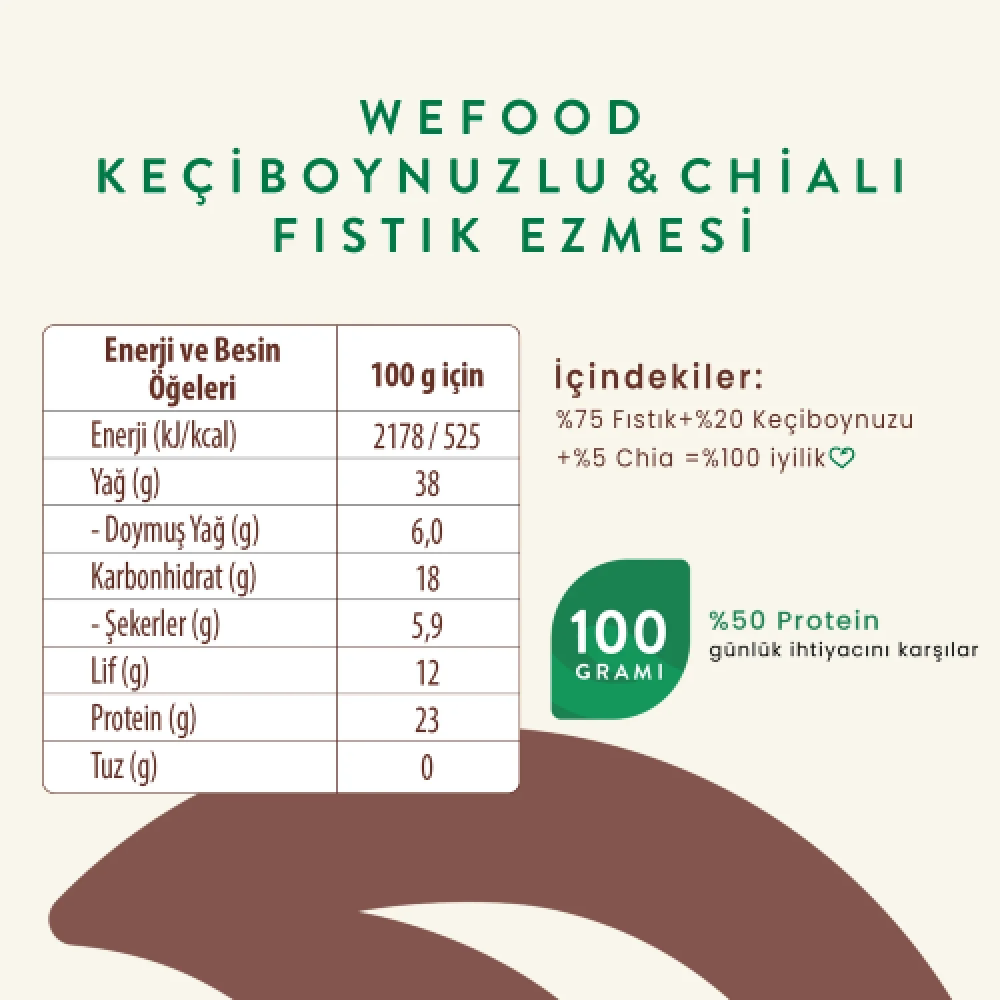 Wefood Keçiboynuzlu & Chialı Fıstık Ezmesi 300 g