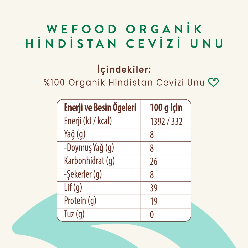 Wefood Organik Glutensiz Hindistan Cevizi Unu 320 gr