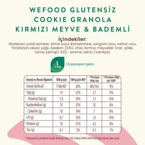 Wefood Glutensiz Granola Bites Kırmızı Meyve & Bademli 60 gr
