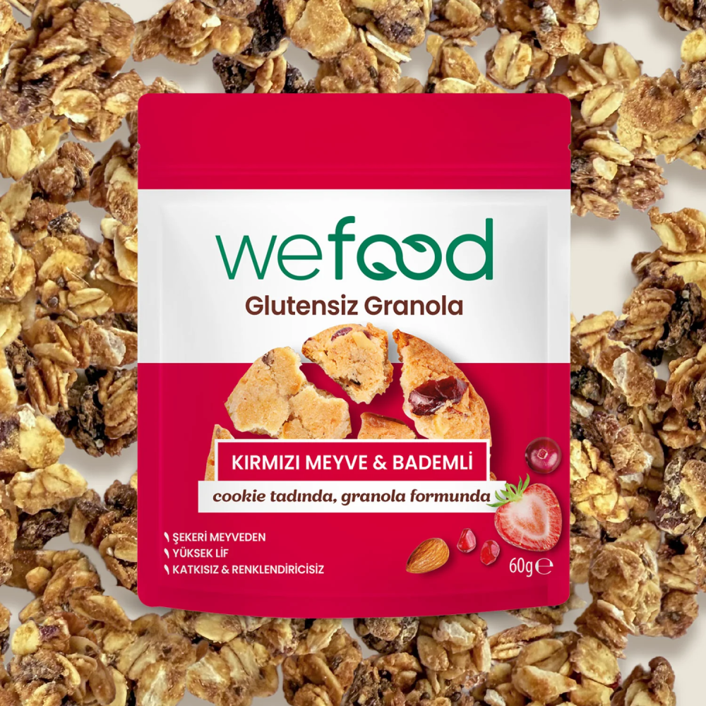 Wefood Glutensiz Granola Bites Kırmızı Meyve & Bademli 60 gr