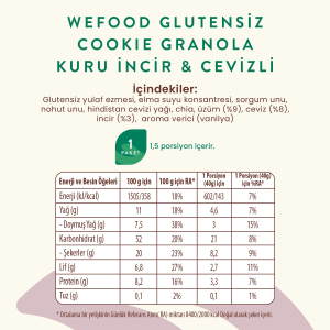 Wefood Glutensiz Granola Bites Kuru İncir & Cevizli 60 gr