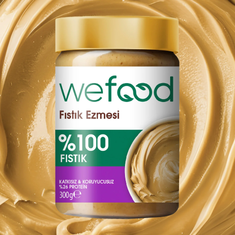 Wefood Şekersiz Sade %100 Fıstık Ezmesi 300 gr
