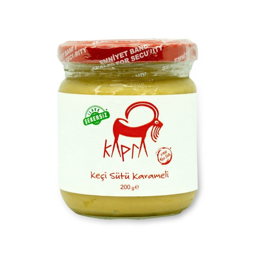 %100 keçi sütü karameli cam kavanoz, temiz içerikli sürülebilir keçi sütü reçeli