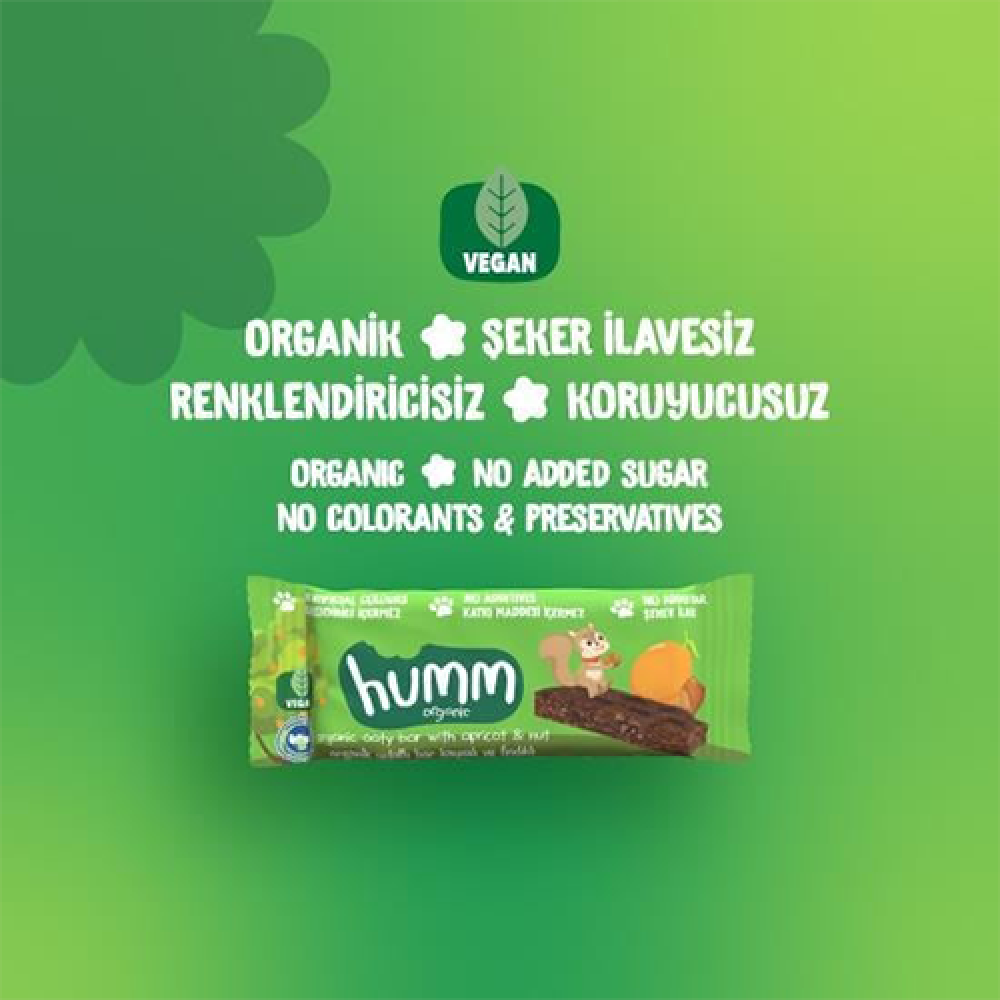 Organik kayısılı ve fındıklı yulaf bar 27 gr, vegan glutensiz ara öğün