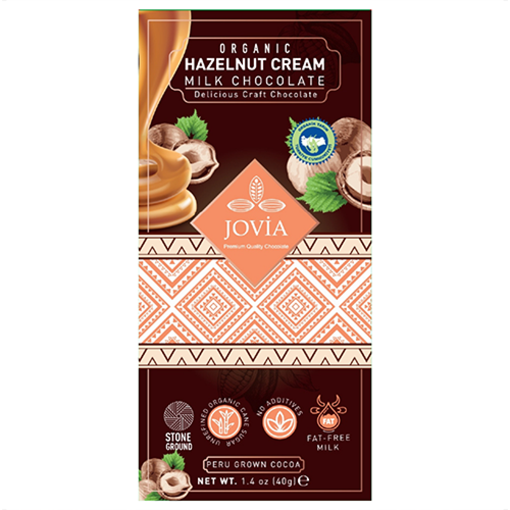 Organik sütlü çikolata kaplı fındık kreması dolgulu atıştırmalık, temiz içerikli fındıklı çikolata