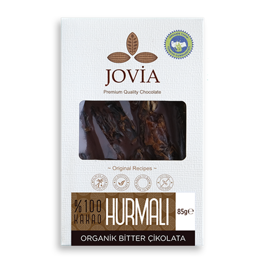 %100 bitter çikolata kaplı organik hurma, ilave şekersiz vegan sağlıklı atıştırmalık