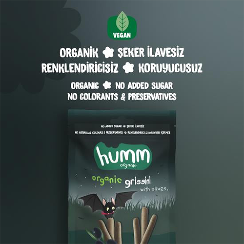 Organik zeytinli grissini 55 gr paket, vegan glutensiz atıştırmalık çubuklar