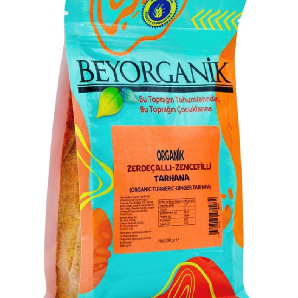 Organik Zencefilli Zerdeçallı Tarhana 300gr – ekstra sarımsaklı, katkısız ve doğal tarhana, bağışıklık dostu geleneksel lezzet