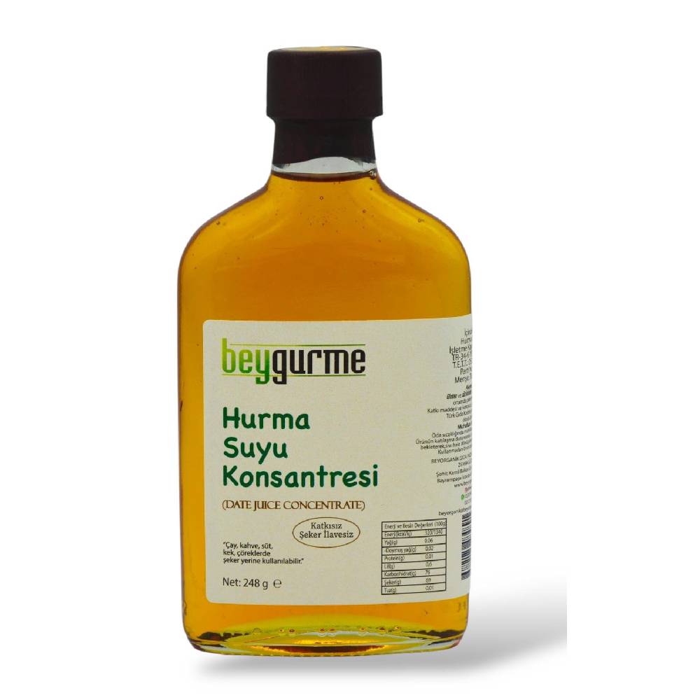 Hurma Suyu Konsantresi tatlandırıcı hurma Suyu 245gr (PESTİSİT VE AĞIR METAL ANALİZLİ)