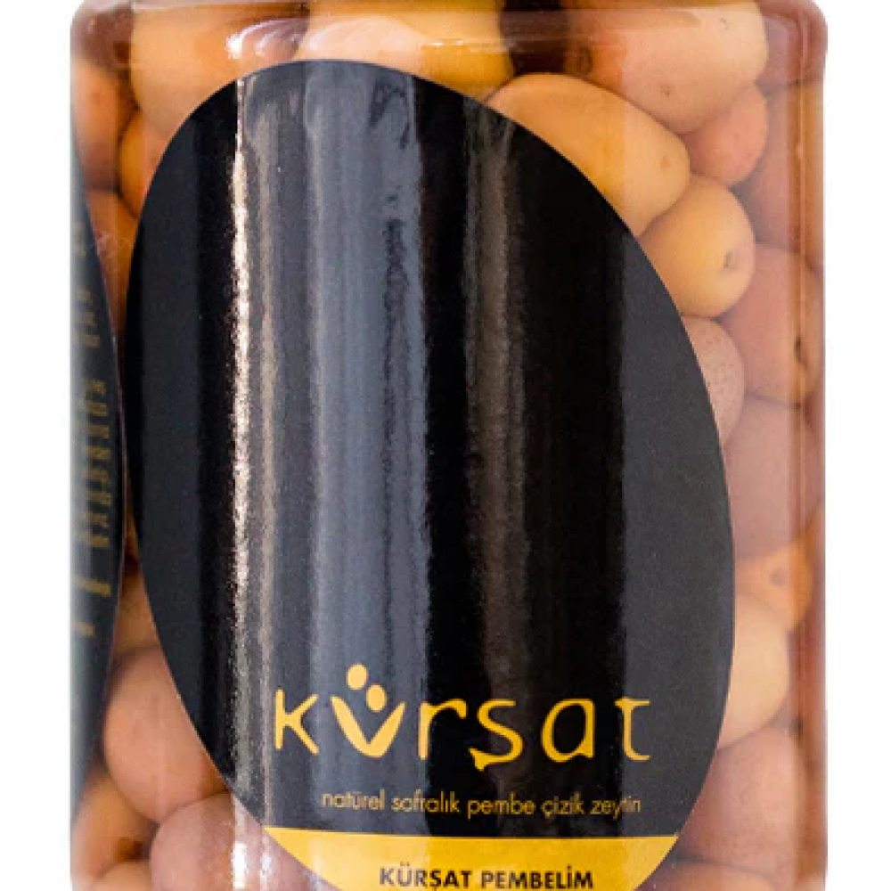 Ayvalık naturel pembe çizik zeytin 660 cc cam kavanoz, boyasız doğal pembe zeytin