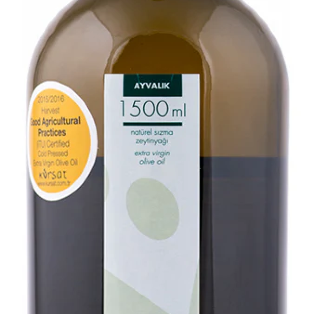 Ayvalık naturel sızma zeytinyağı 1500 ml UVAG cam şişe, güneş ışığı korumalı premium zeytinyağı