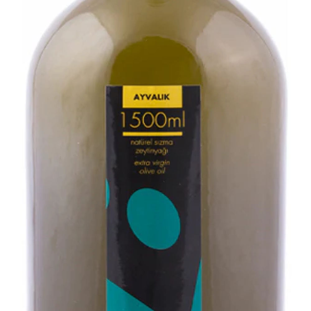 Yeni hasat filtresiz naturel sızma zeytinyağı 1500 ml cam şişe, bulanık doğal sızma zeytinyağı
