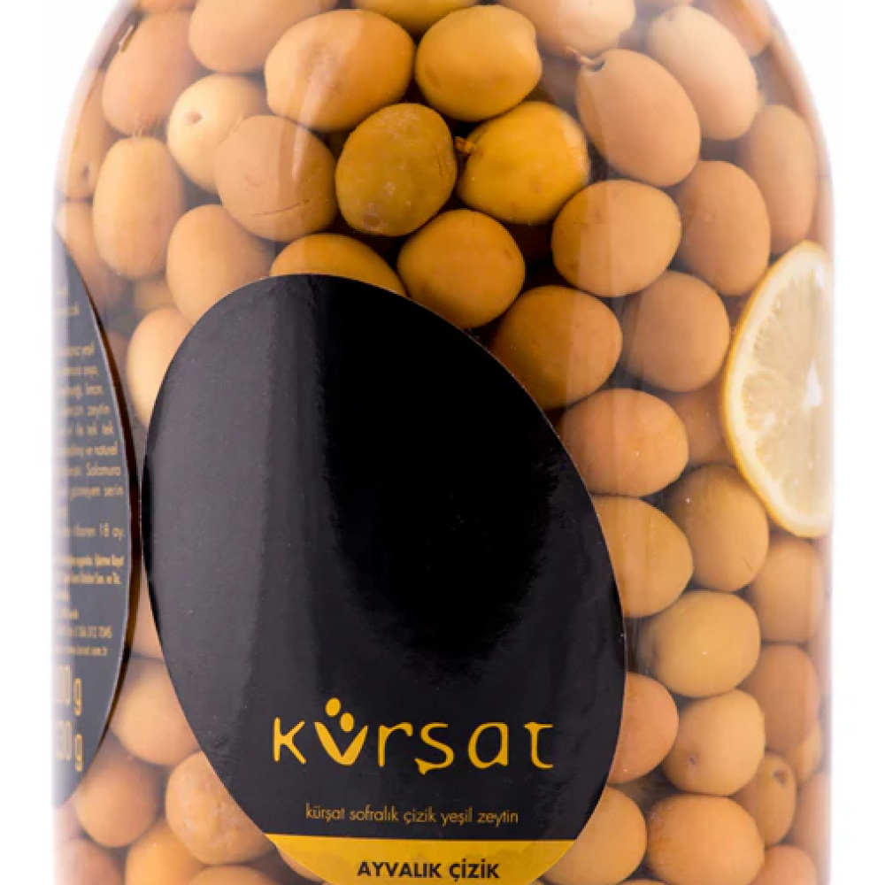 Ayvalık naturel çizik yeşil zeytin 2000 cc büyük boy, kostiçsiz doğal salamura zeytin 2L