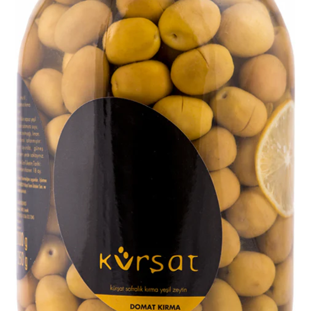 Domat naturel kırma yeşil zeytin 2000 cc büyük boy, iri taneli kostiçsiz doğal yeşil zeytin 2L