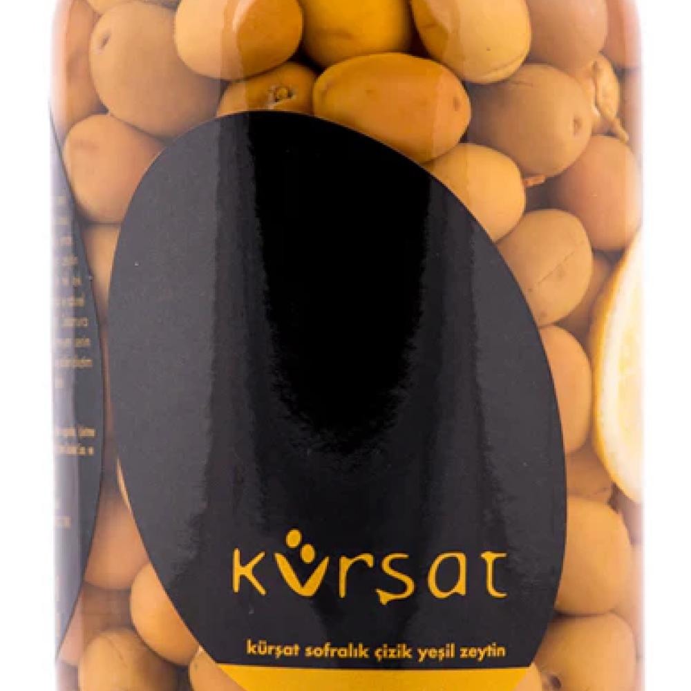 Ayvalık naturel çizik yeşil zeytin 1000 cc kavanoz, kostiçsiz doğal salamura çizik zeytin