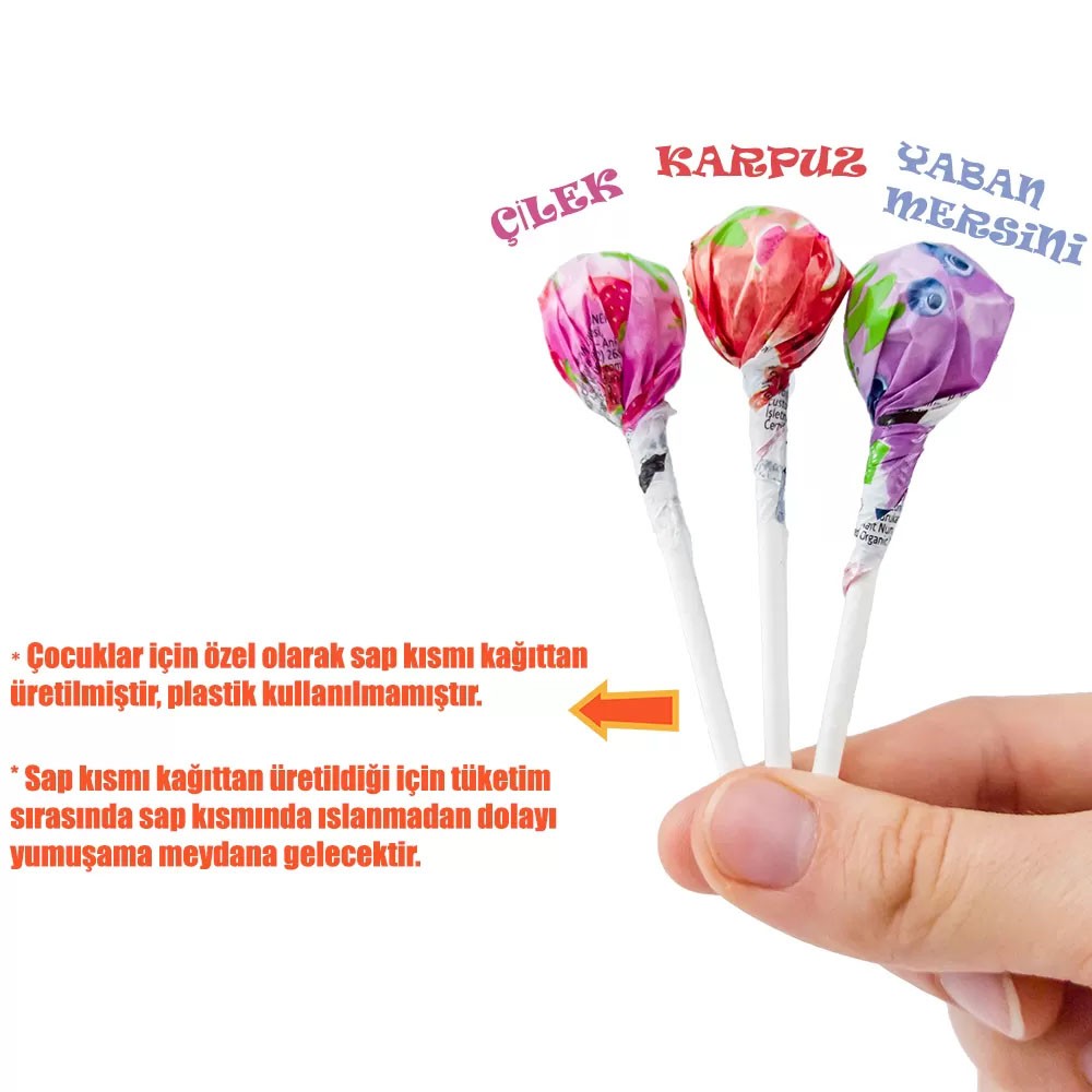 Mom organik lolipop karışık meyveli 3'lü, C vitaminli doğal organik çocuk şekeri