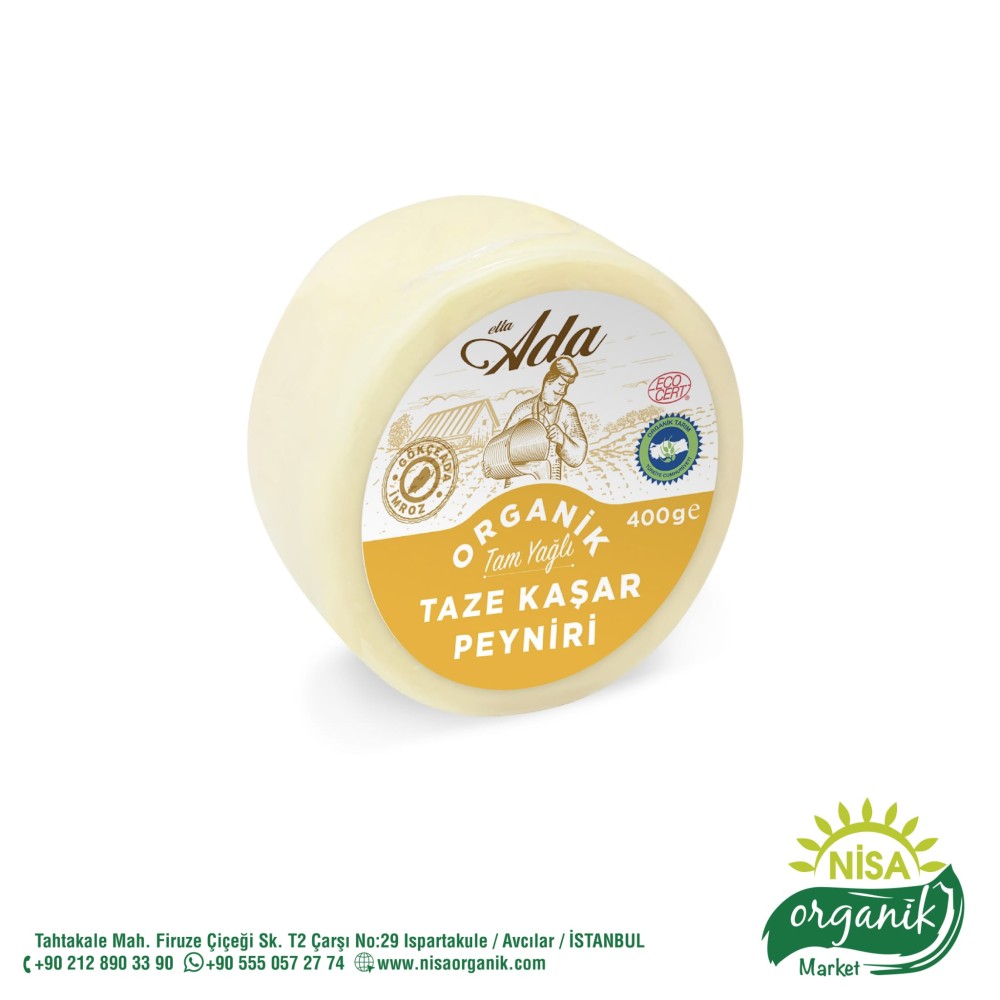 Organik kaşar peyniri 400 gr dilim, Elta-Ada 11 litre sütten üretilmiş katkısız