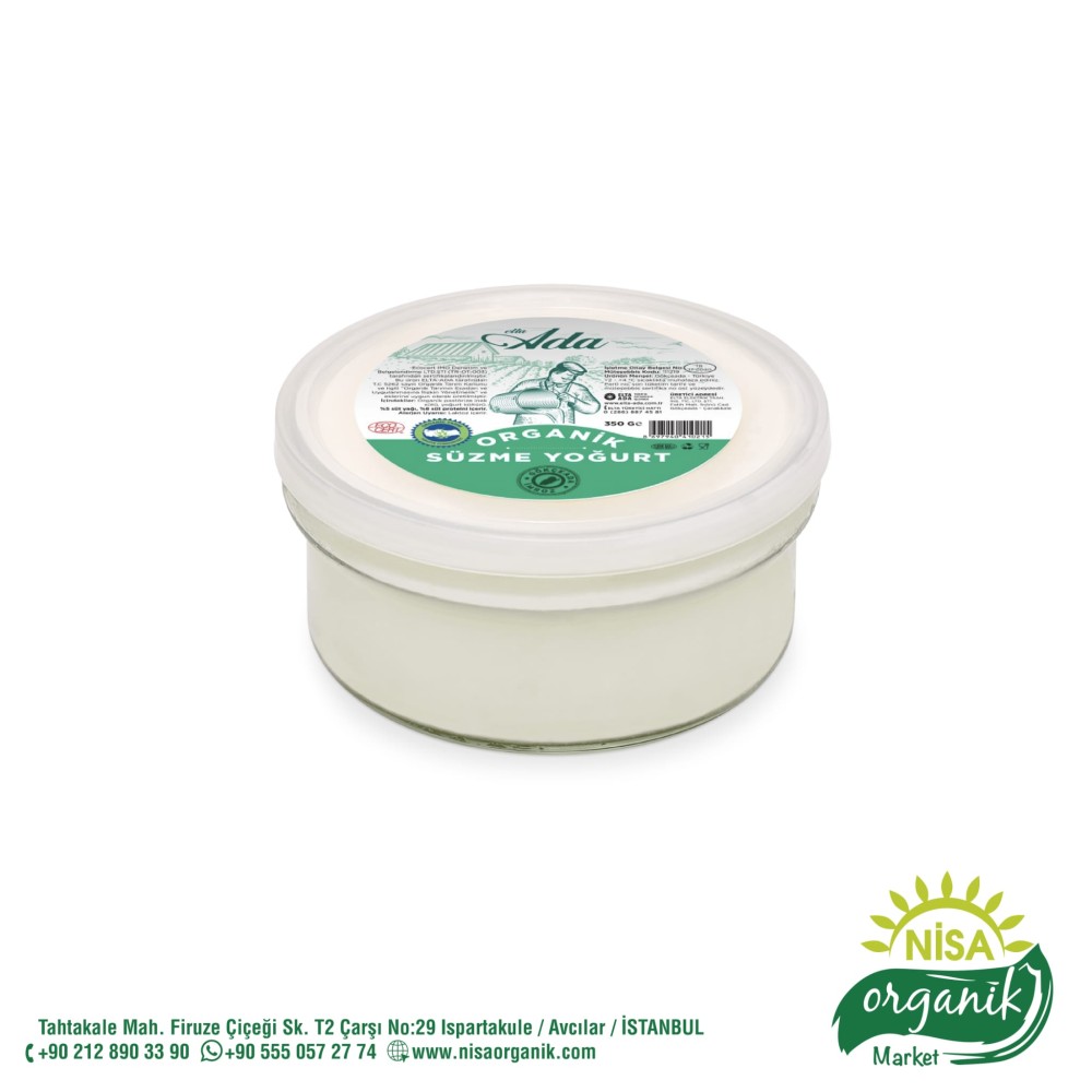 Organik süzme yoğurt 350 gr cam kase, Elta-Ada çiftliği katkısız kıvamlı