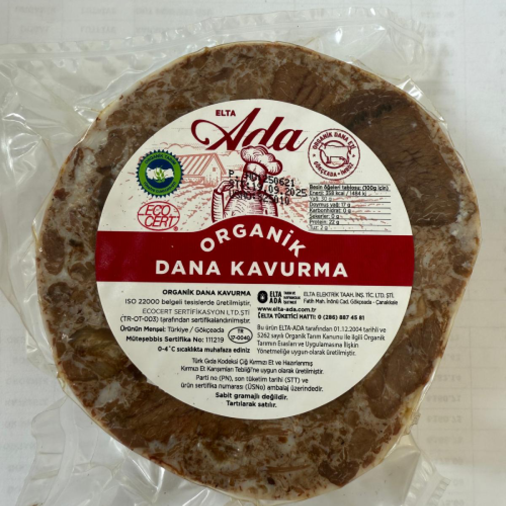 Organik dana kavurma 300 gr cam kavanoz, %97 dana eti %3 kaya tuzu katkısız taş fırın 