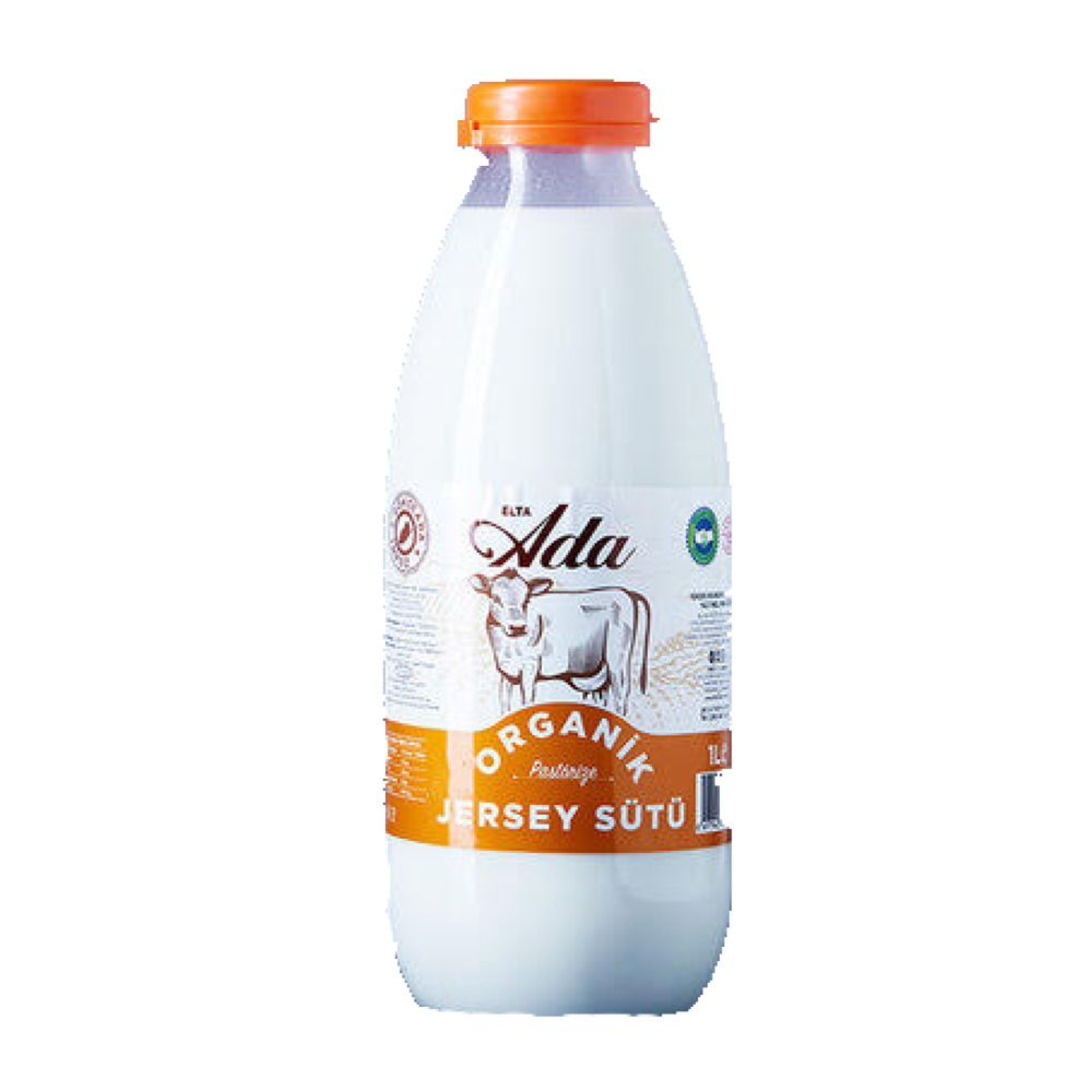 Organik pastörize jersey süt 1 litre cam şişe, Ada Elta 75 derece günlük pastörize