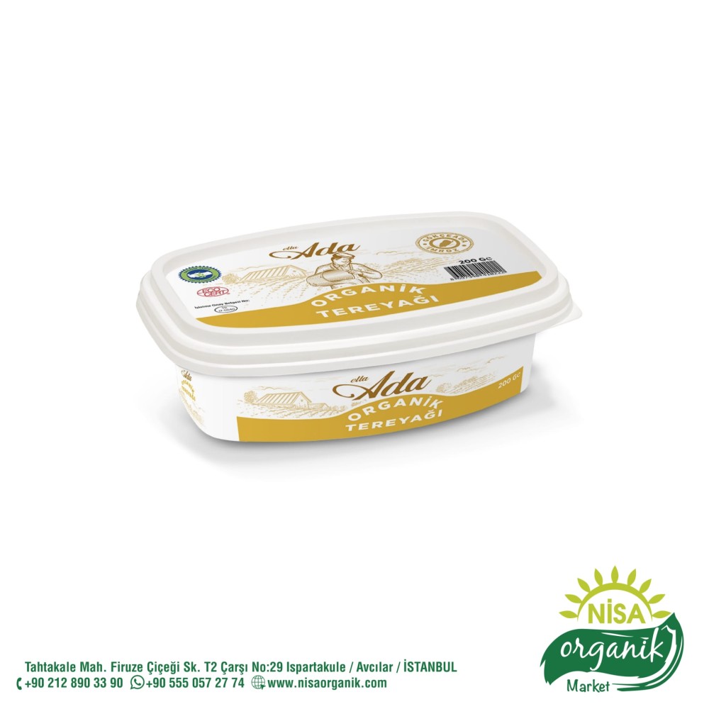Organik tuzsuz tereyağı 200 gr paket, Elta-Ada yayık usulü %82 süt yağı katkısız