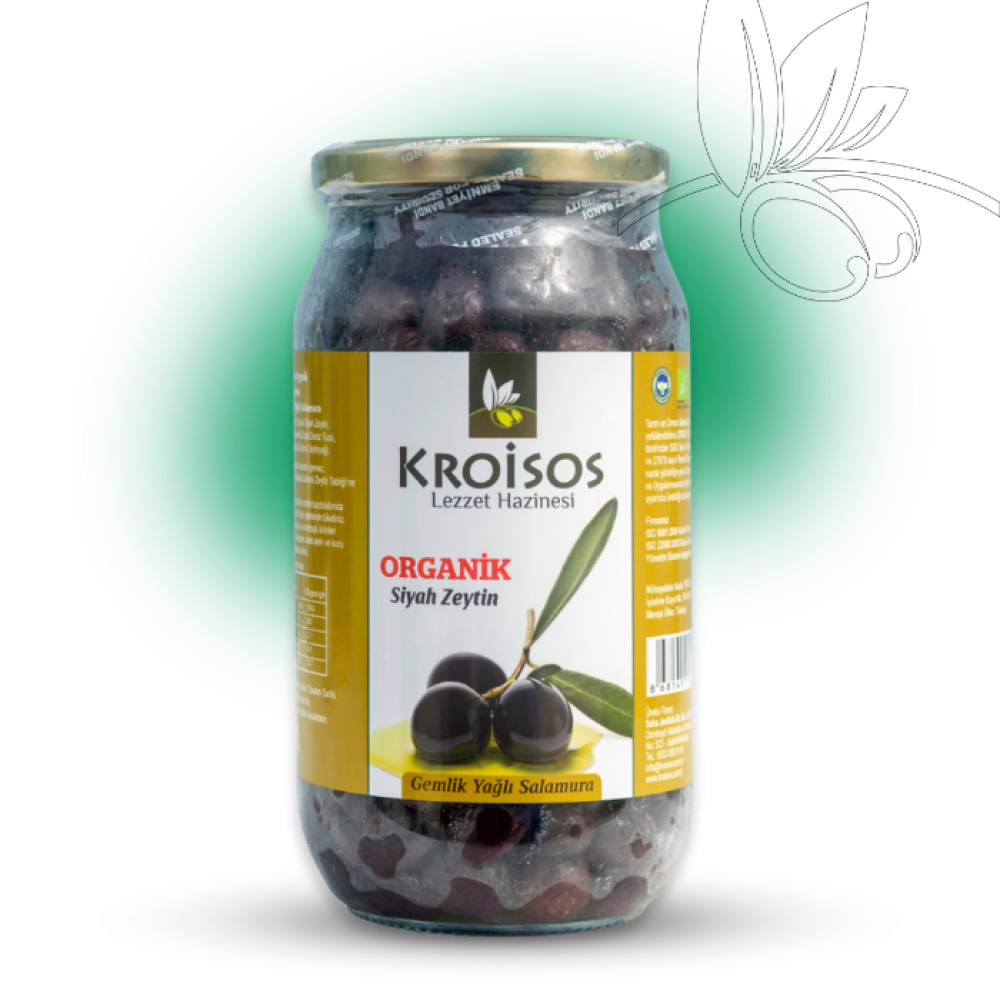 Organik siyah zeytin 700 gr büyük kavanoz, boyasız ve katkısız doğal salamura siyah zeytin
