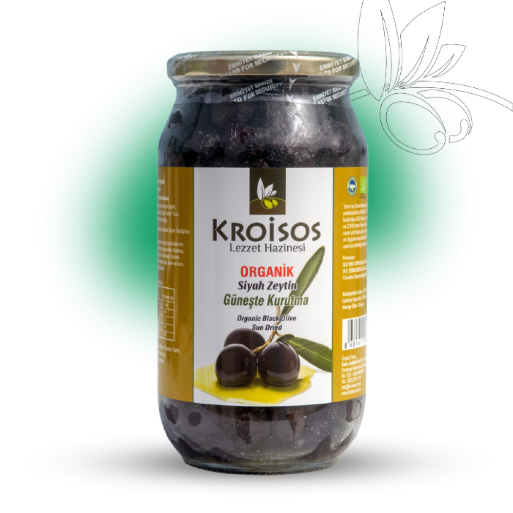 Organik güneşte kurutulmuş siyah zeytin 650 gr büyük boy, boyasız ve doğal sele zeytin