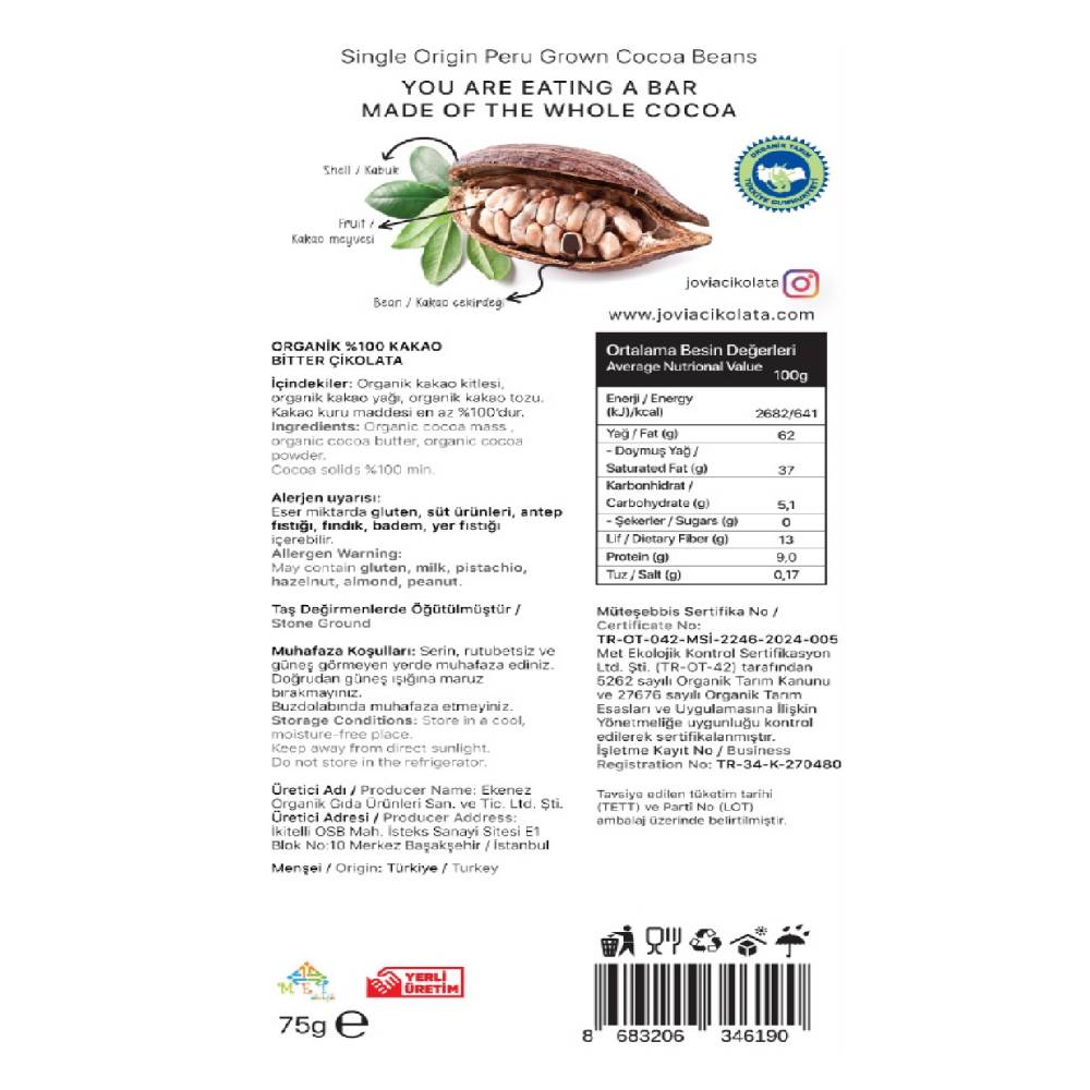 Organik bitter çikolata, vegan glutensiz yüksek kakao oranlı bitter çikolata