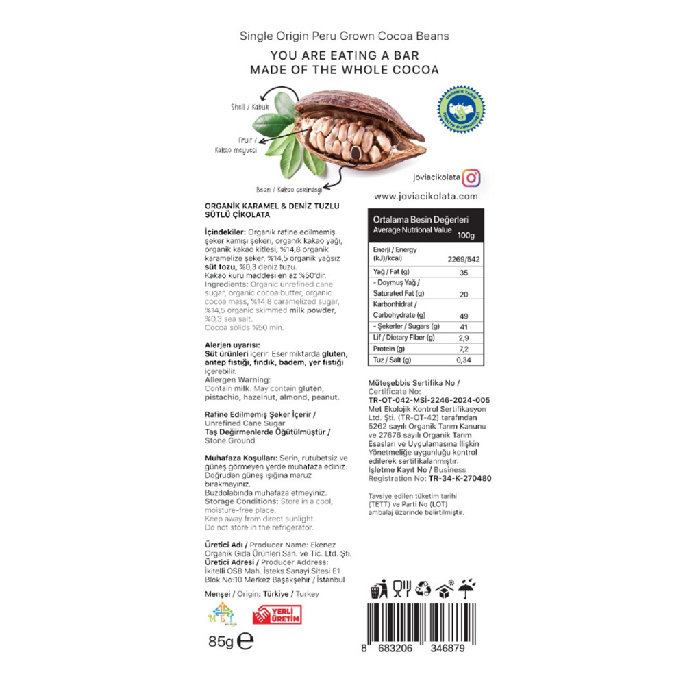 Organik karamel ve deniz tuzlu bitter çikolata, vegan glutensiz karamel dolgulu çikolata