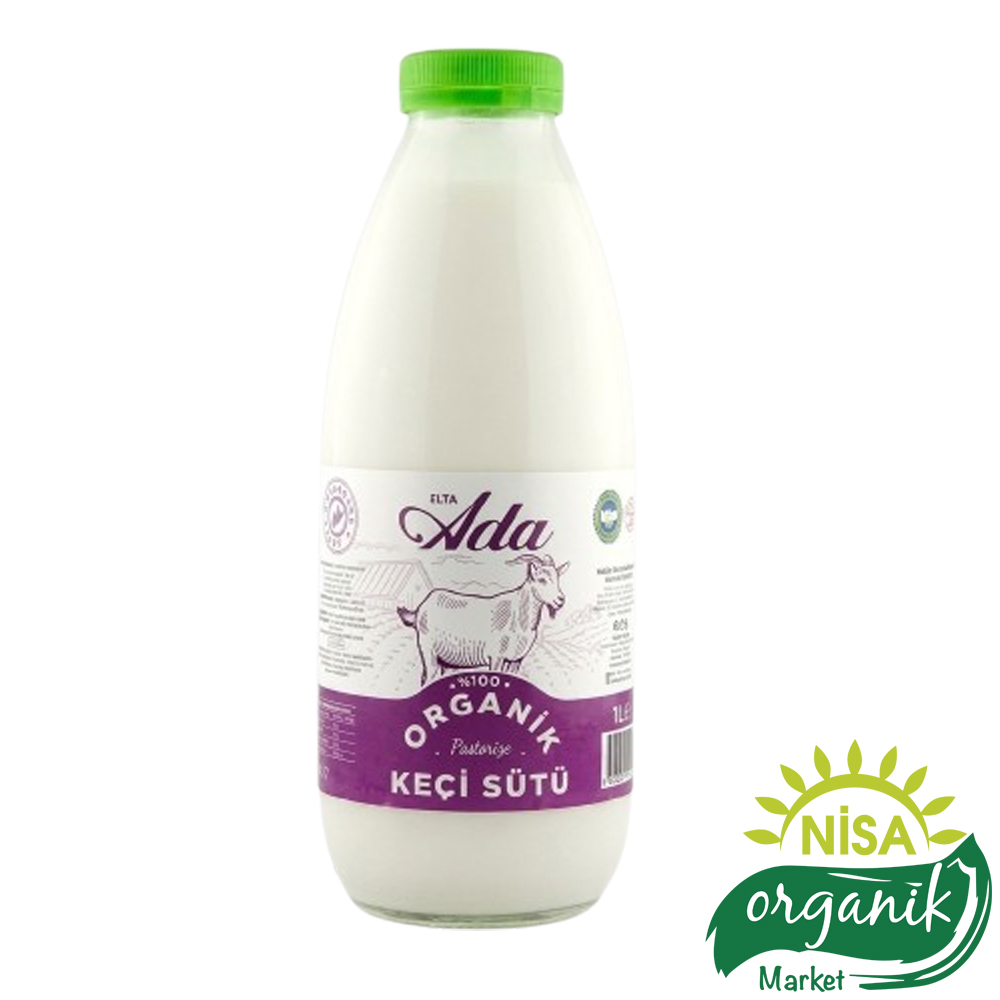 Organik pastörize keçi sütü 1 litre cam şişe, Elta-Ada çiftliği ari işletme belgeli