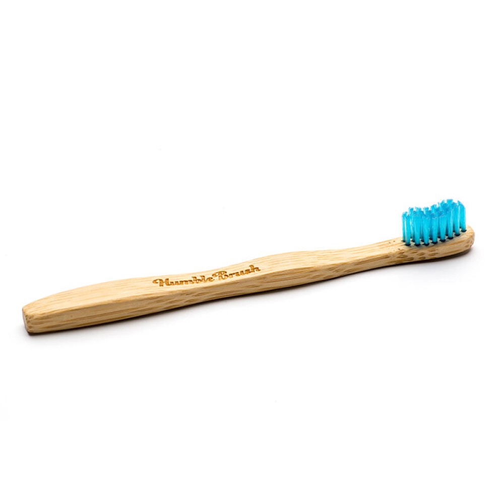 Humble Brush Mavi Yumuşak Çocuk Diş Fırçası Doğada Çözünür Bambu Saplı