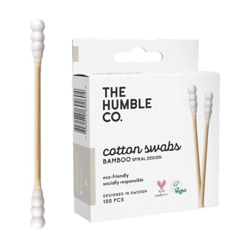 The Humble Co. 100 Adet Doğal Bambu ve Organik Pamuklu Kulak Çubuğu Beyaz