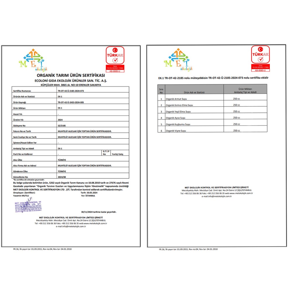 Nisa Organik 250 ML Organik Kırmızı Elma Suyu Şişesi