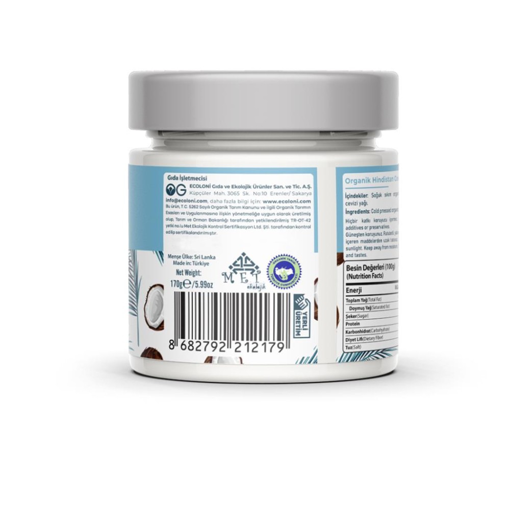 Nisa Organik 170 GR Organik Hindistan Cevizi Yağı Cam Kavanoz